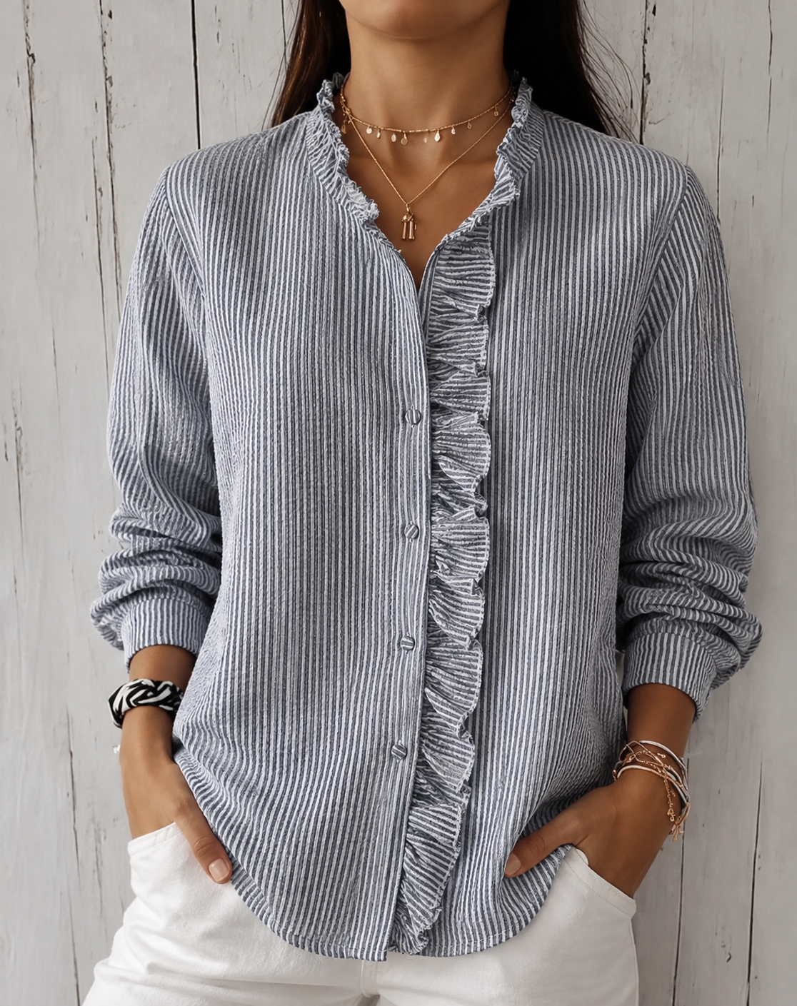 Ada | Striped Ruffle Blouse