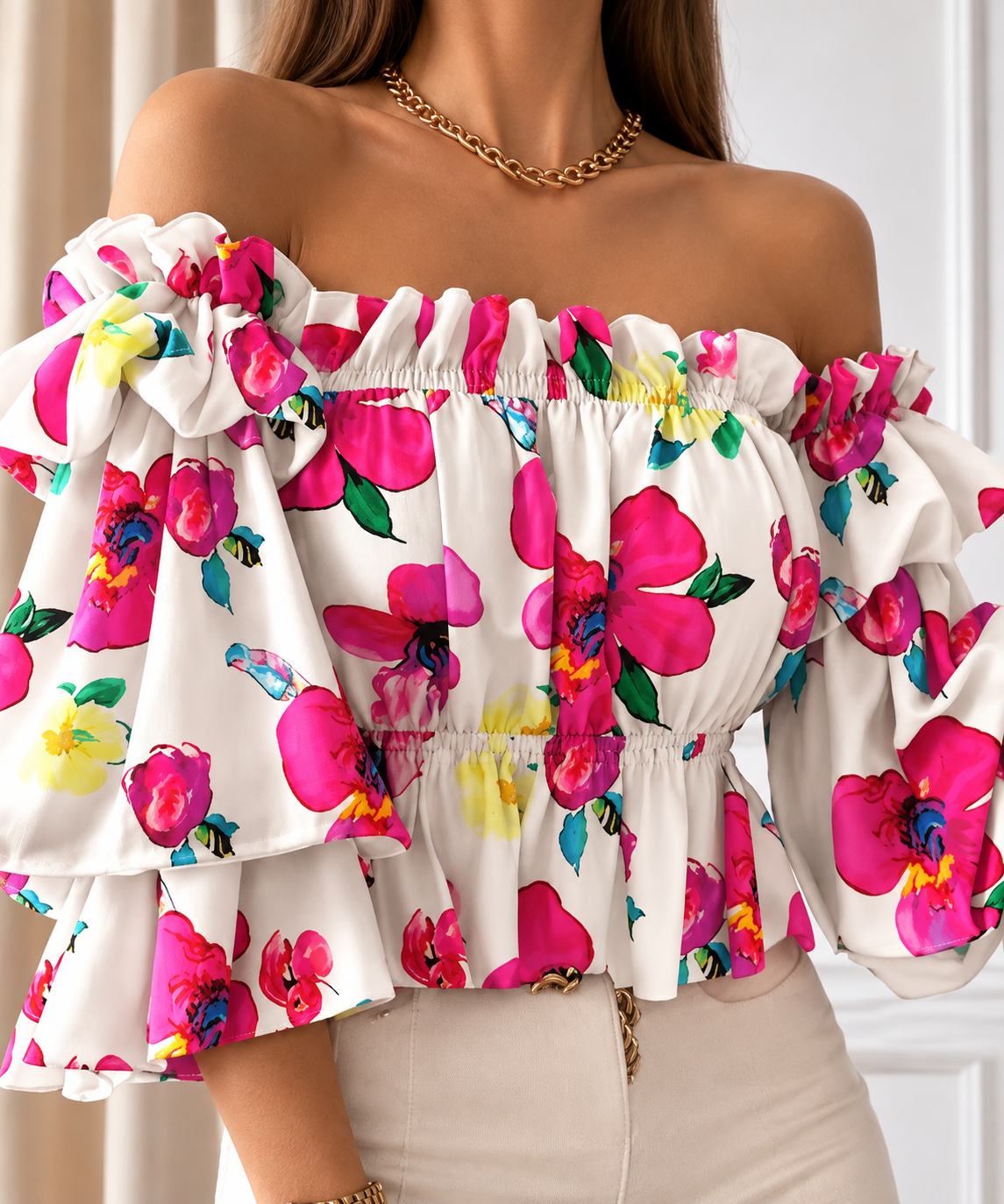 Penelope off-shoulder ruffle blouse