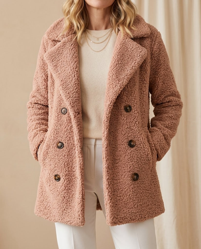 Edith | Fluffy Lapel Button Coat