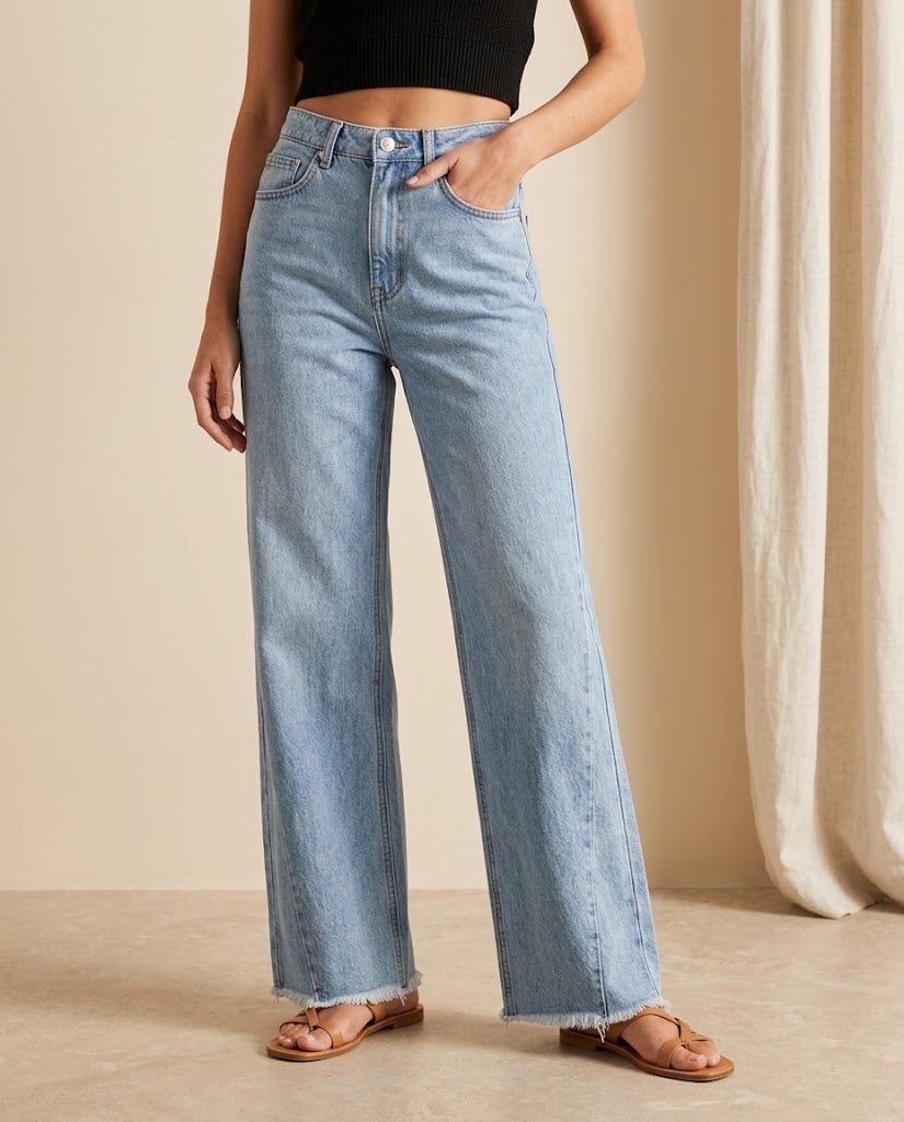 Delphine | High Waist Wide Leg Jeans
