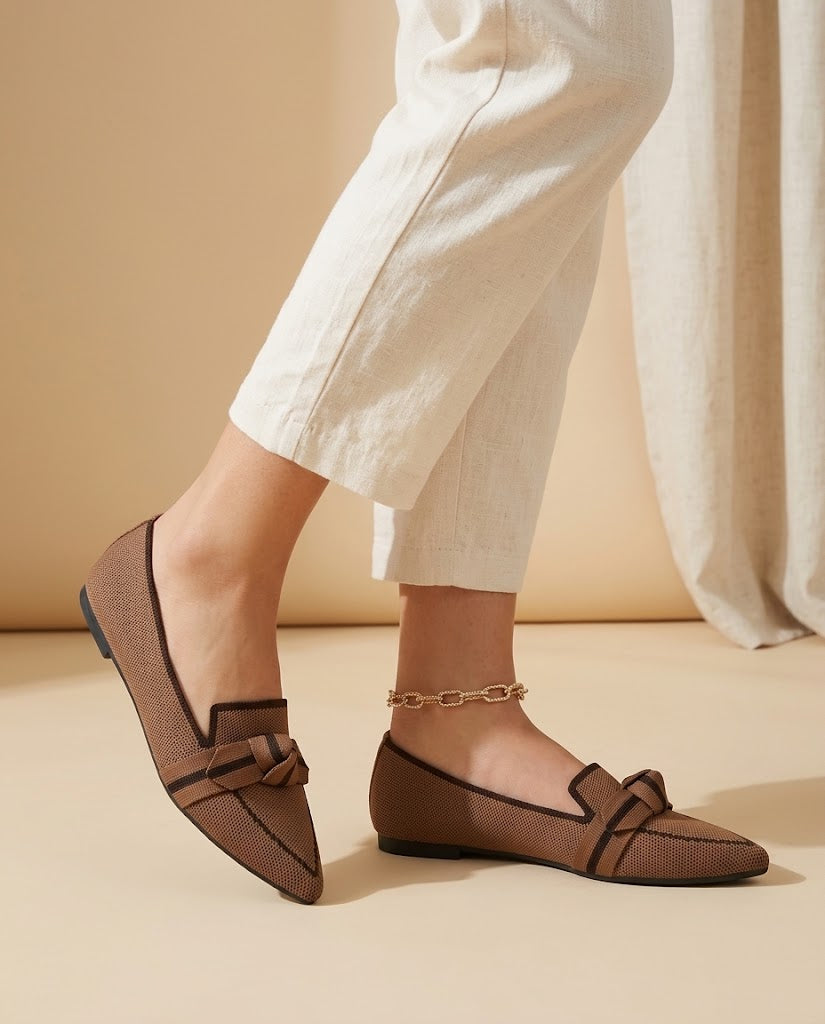 Bella | Pointed Bow Knit Flats