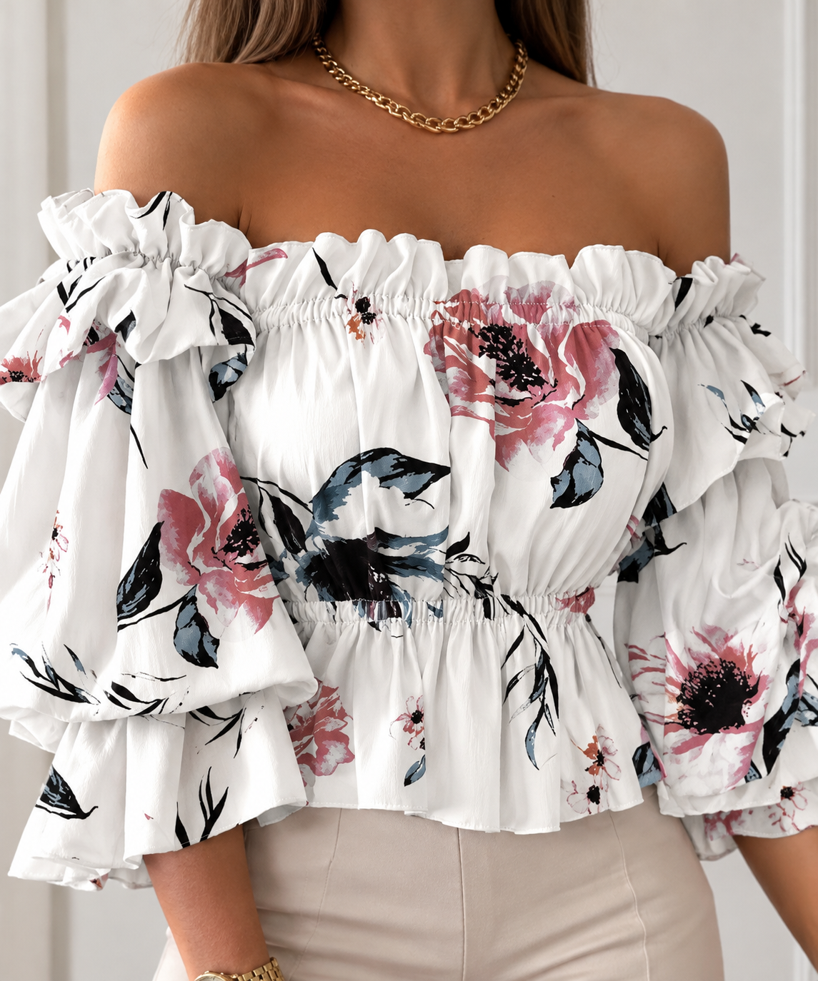 Penelope off-shoulder ruffle blouse