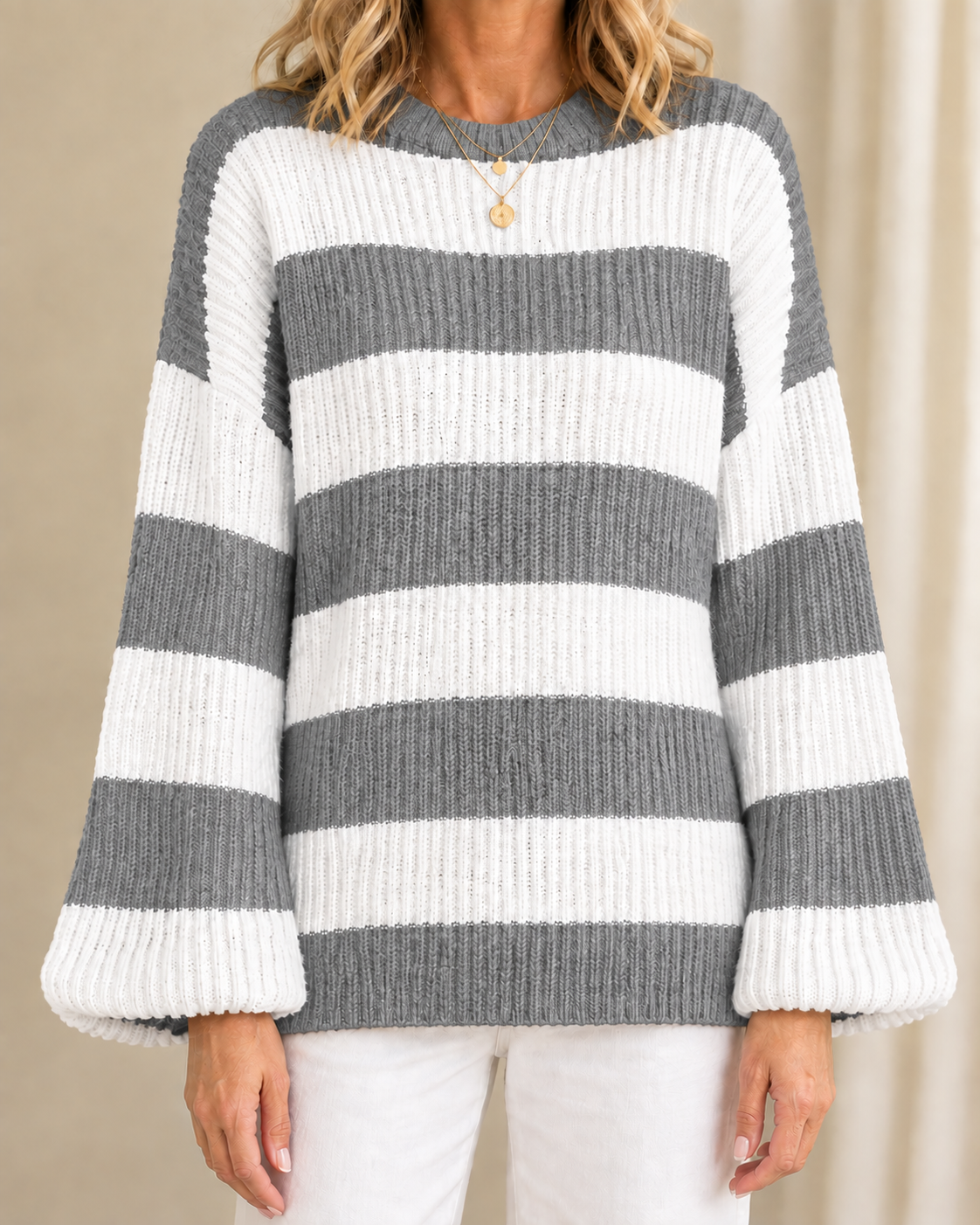 Martha | Striped Batwing Jumper