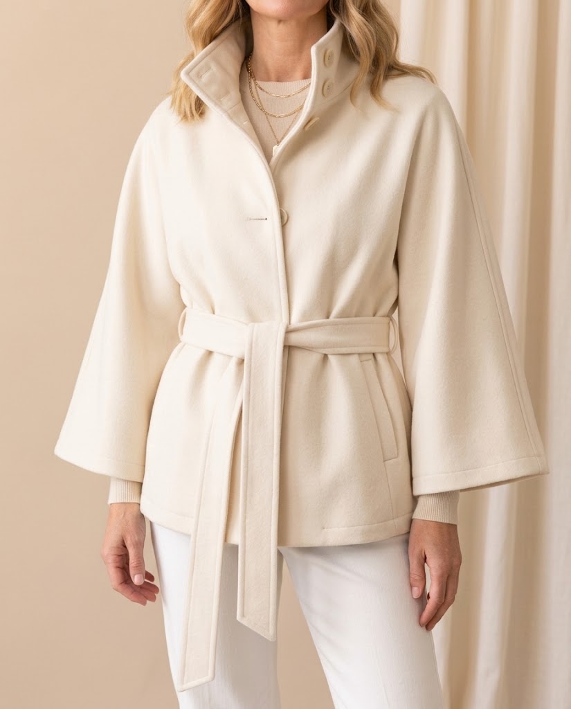 Margaret | Belted High Neck Cape Coat
