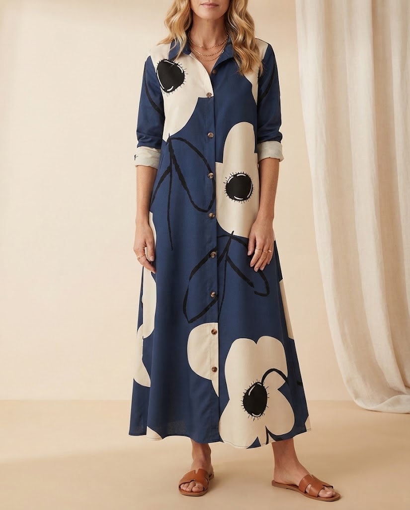 Audrey | Graphic Print Shirt Dress