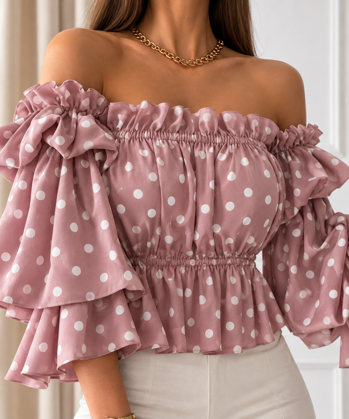 Penelope off-shoulder ruffle blouse