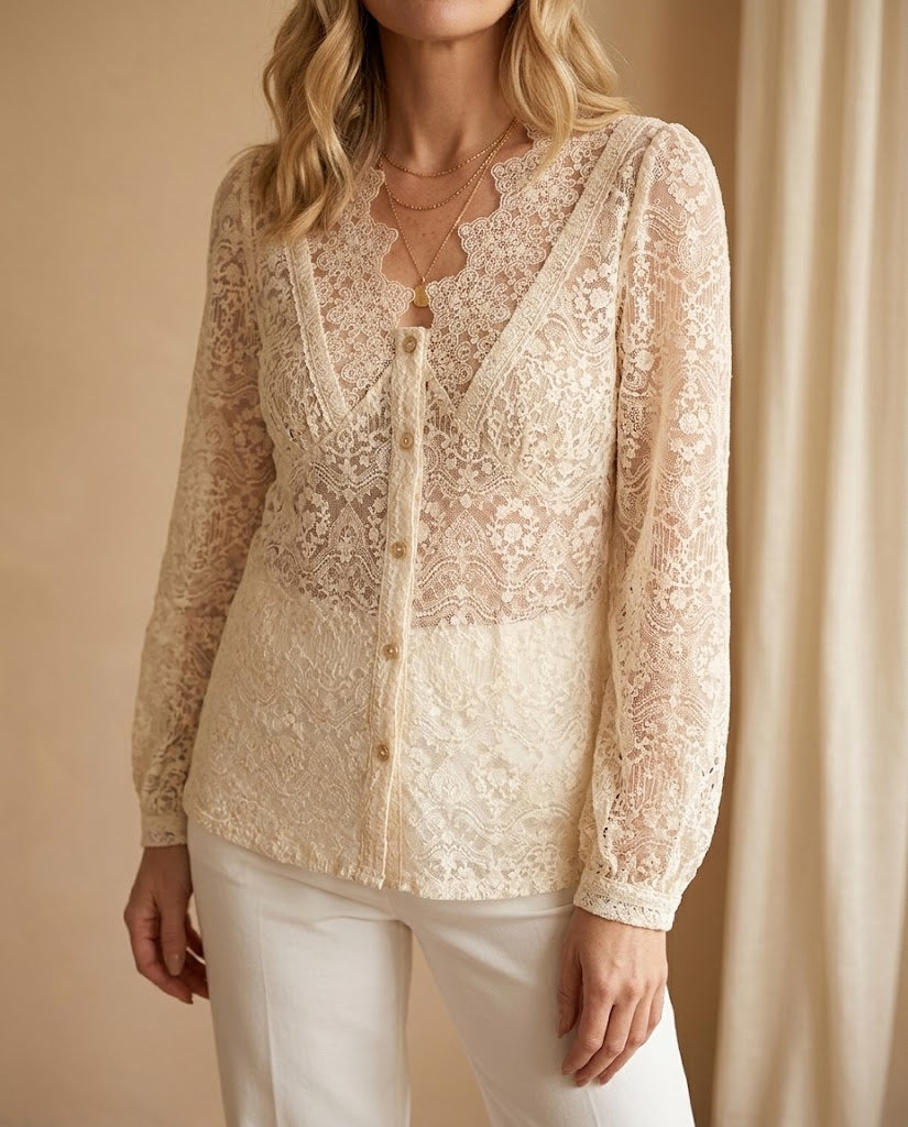 Clara | White Lace Blouse