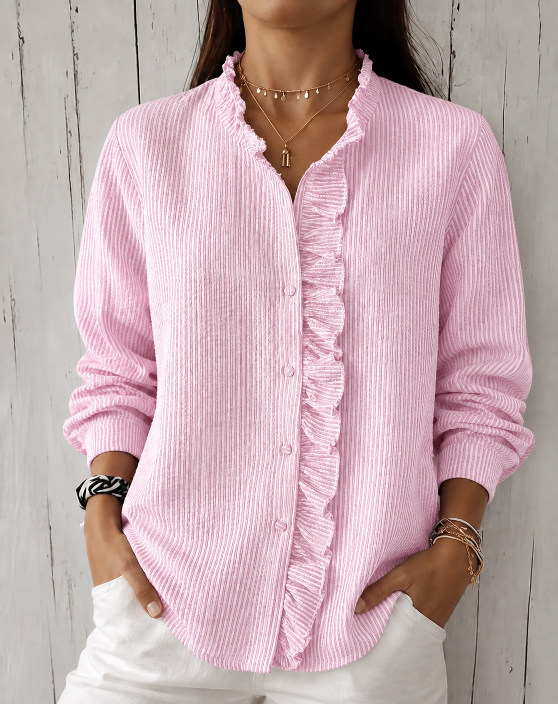 Ada | Striped Ruffle Blouse