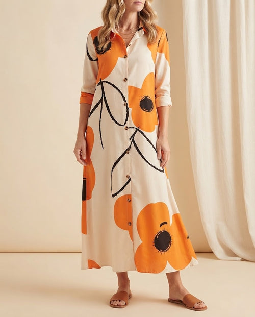 Audrey | Graphic Print Shirt Dress