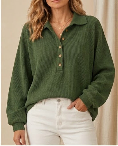 Nell collared button sweatshirt