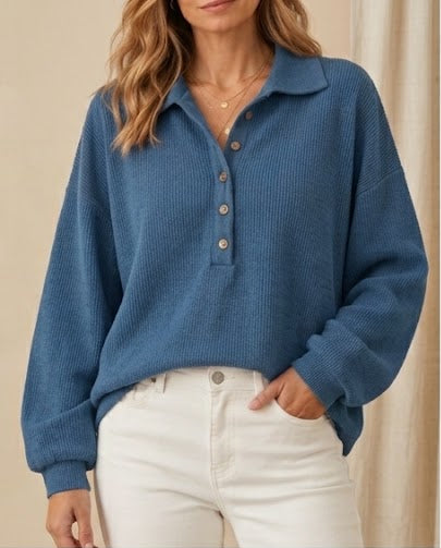 Nell collared button sweatshirt