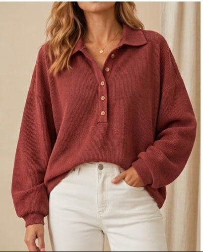 Nell collared button sweatshirt