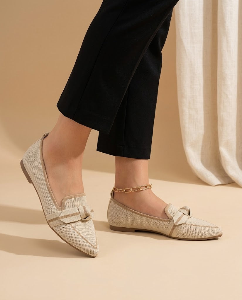 Bella | Pointed Bow Knit Flats