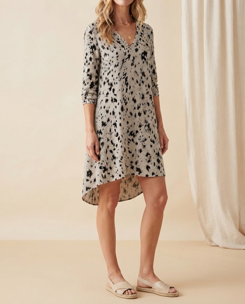 Lucy printed tunic dress in apricot