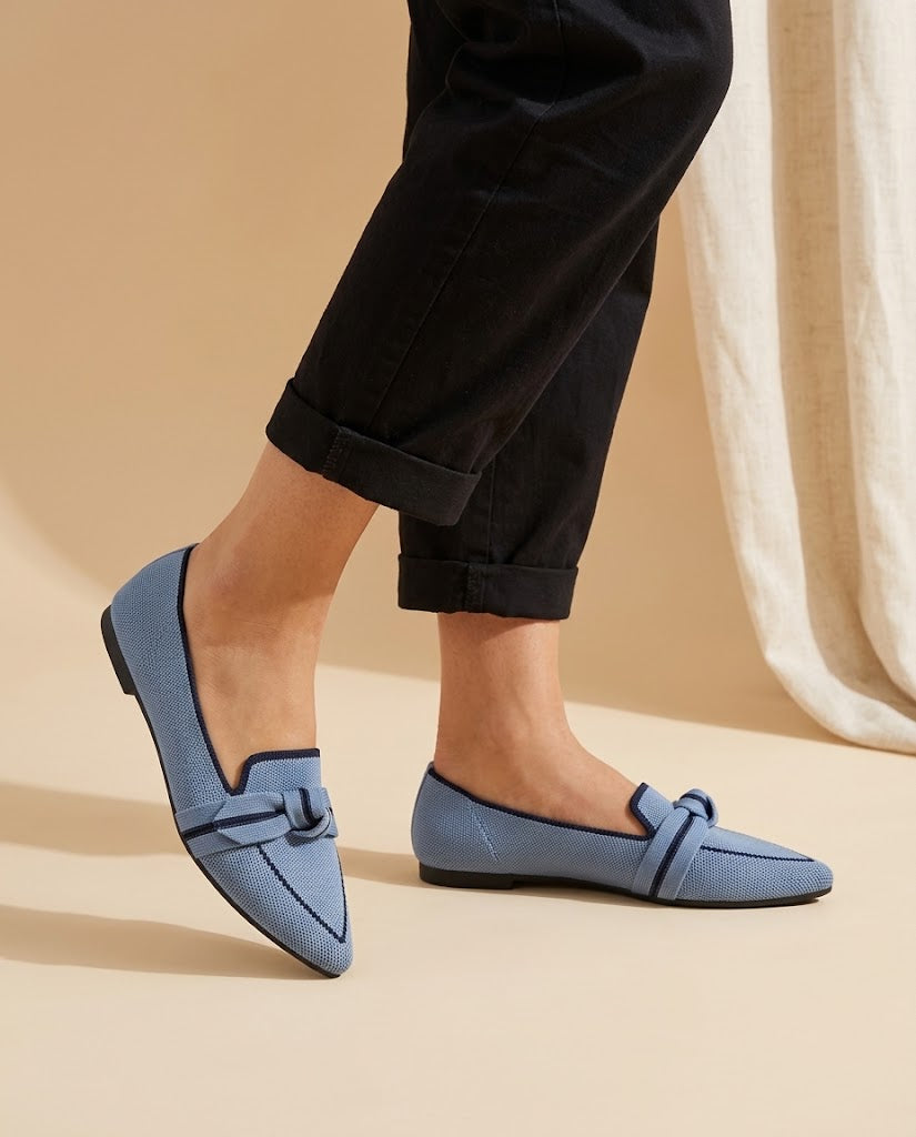 Bella | Pointed Bow Knit Flats