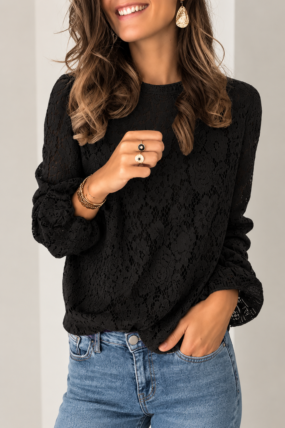 Cecily lace round neck blouse