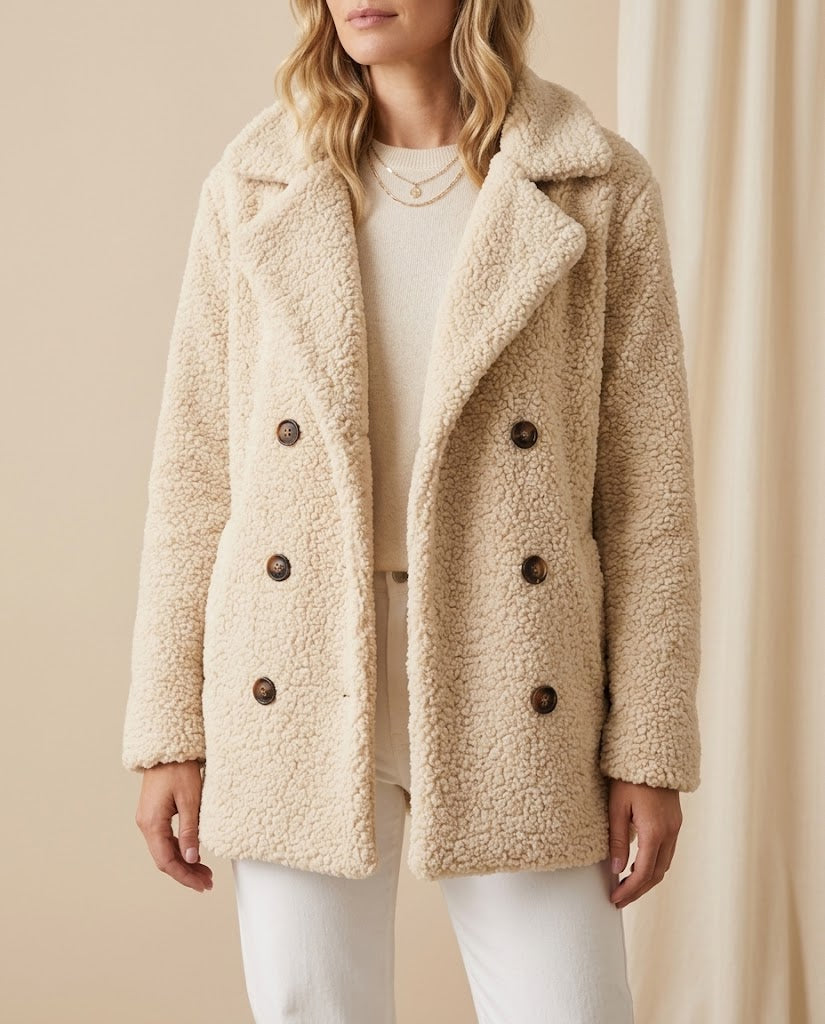Edith | Fluffy Lapel Button Coat
