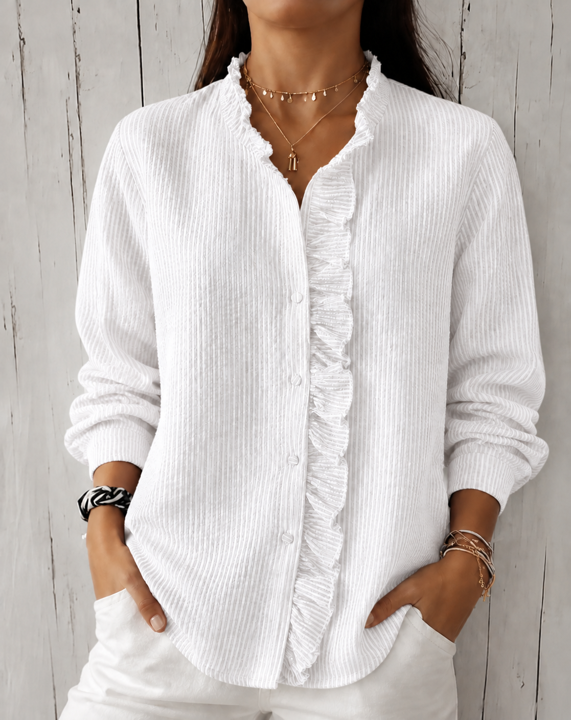 Ada | Striped Ruffle Blouse