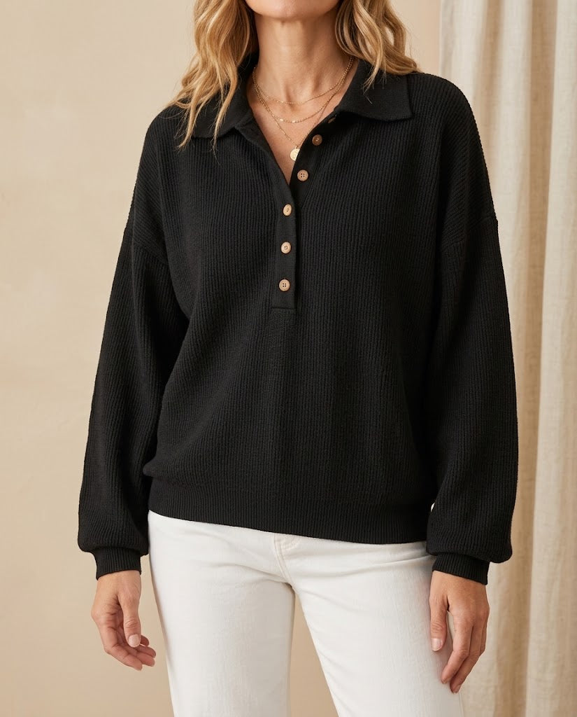 Nell collared button sweatshirt