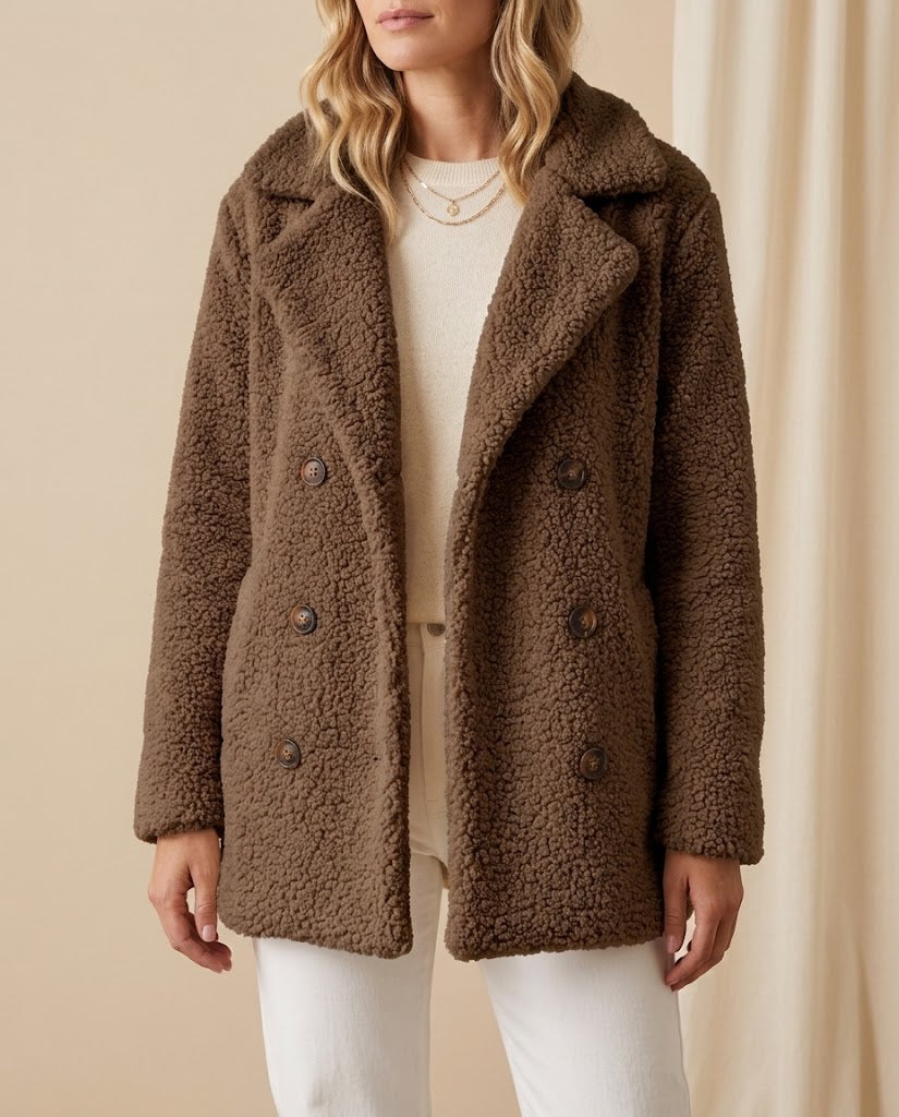 Edith | Fluffy Lapel Button Coat