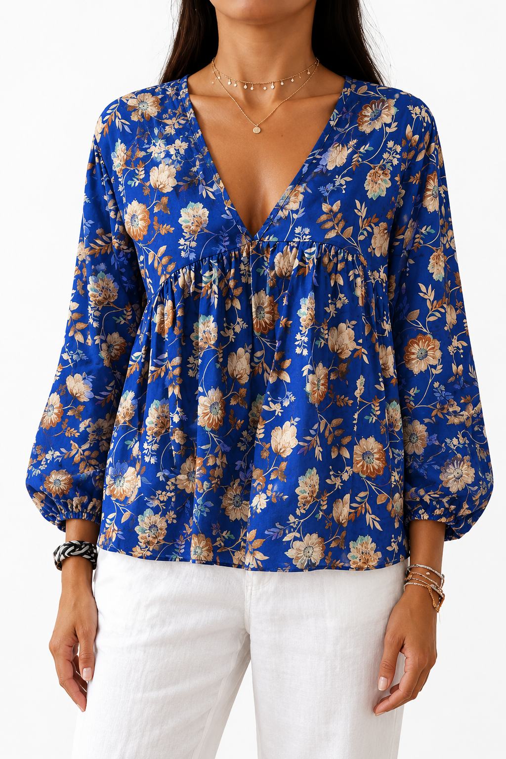 Rosalie floral V-neck blouse