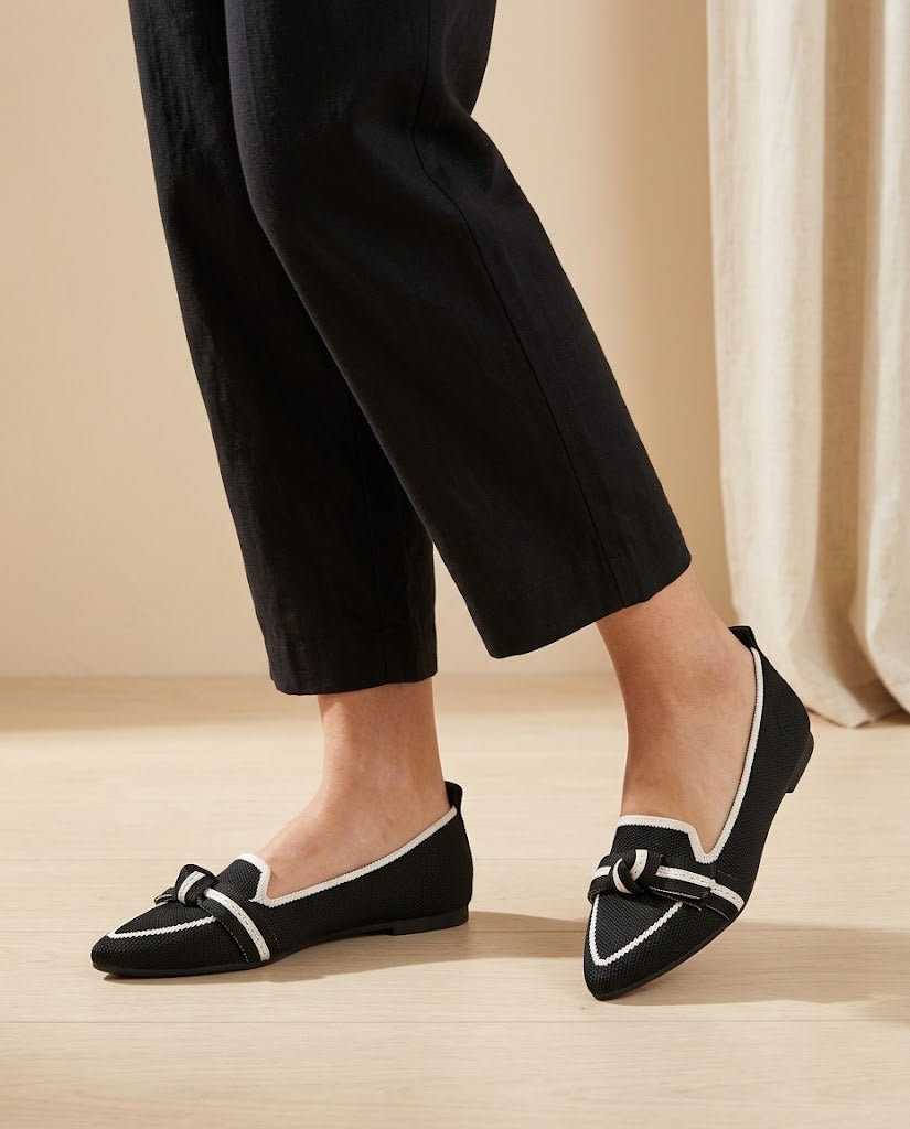 Bella | Pointed Bow Knit Flats