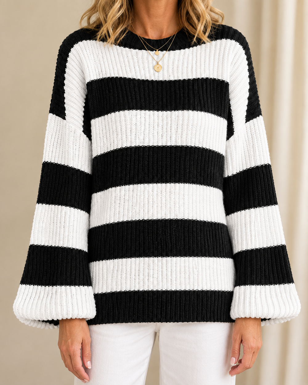 Martha | Striped Batwing Jumper