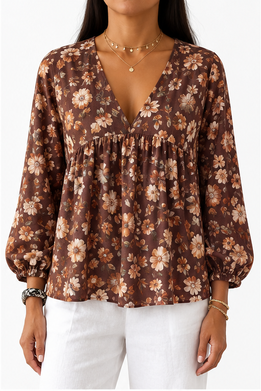 Rosalie floral V-neck blouse