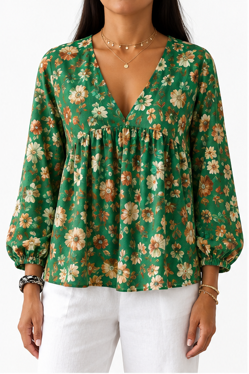 Rosalie floral V-neck blouse