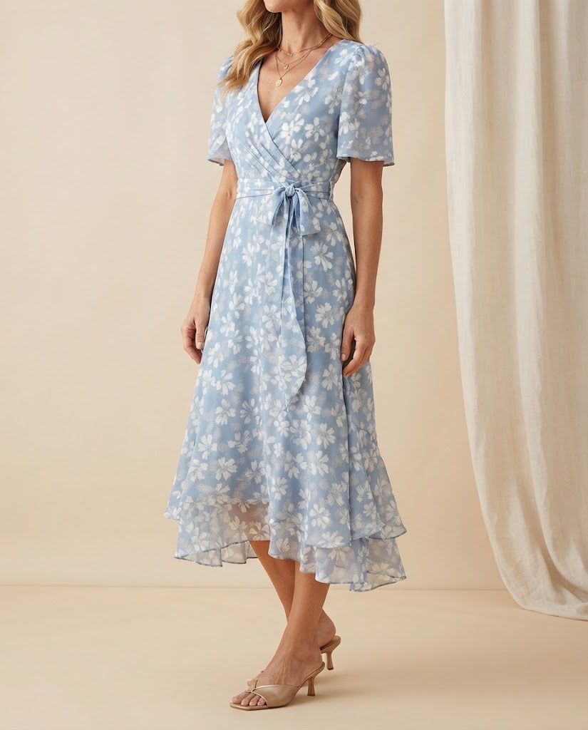 Eloise | Chiffon V-Neck Midi Dress